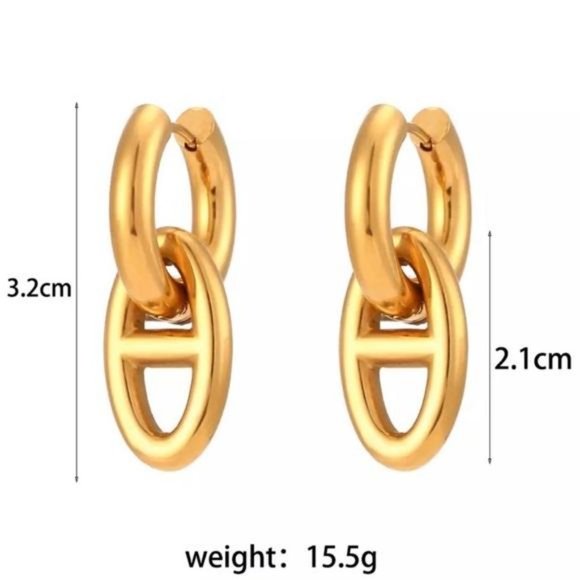 NEW GORGEOUS 18K GOLD HOOP EARRINGS - Picture 7 of 7